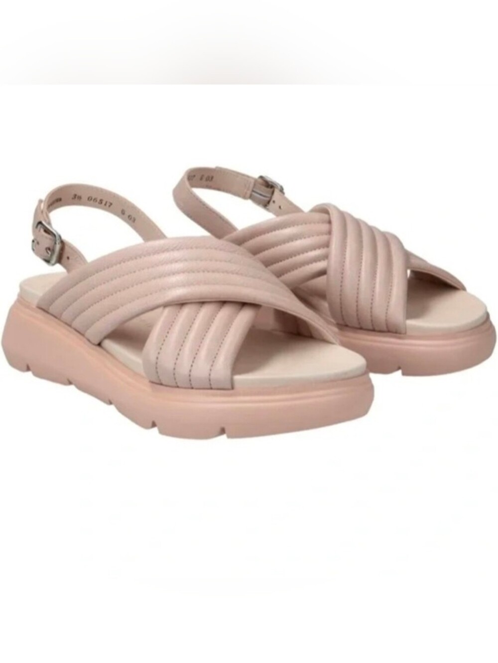 Paul Green Quilted Crisscross Slingback Sandals - Blush Pink